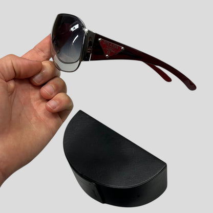 Prada Milano 00’s Triangle Logo Gradient Shield Sunglasses | O/S, Grey