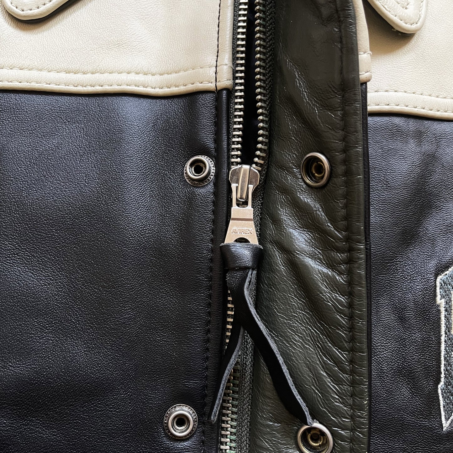 Avirex 'North West Wild Bears' Leather Varsity Jacket - XL