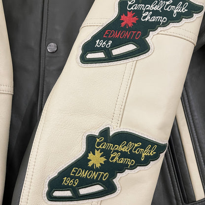 Avirex Wild Bears Leather Varsity Jacket - L | Large, Green
