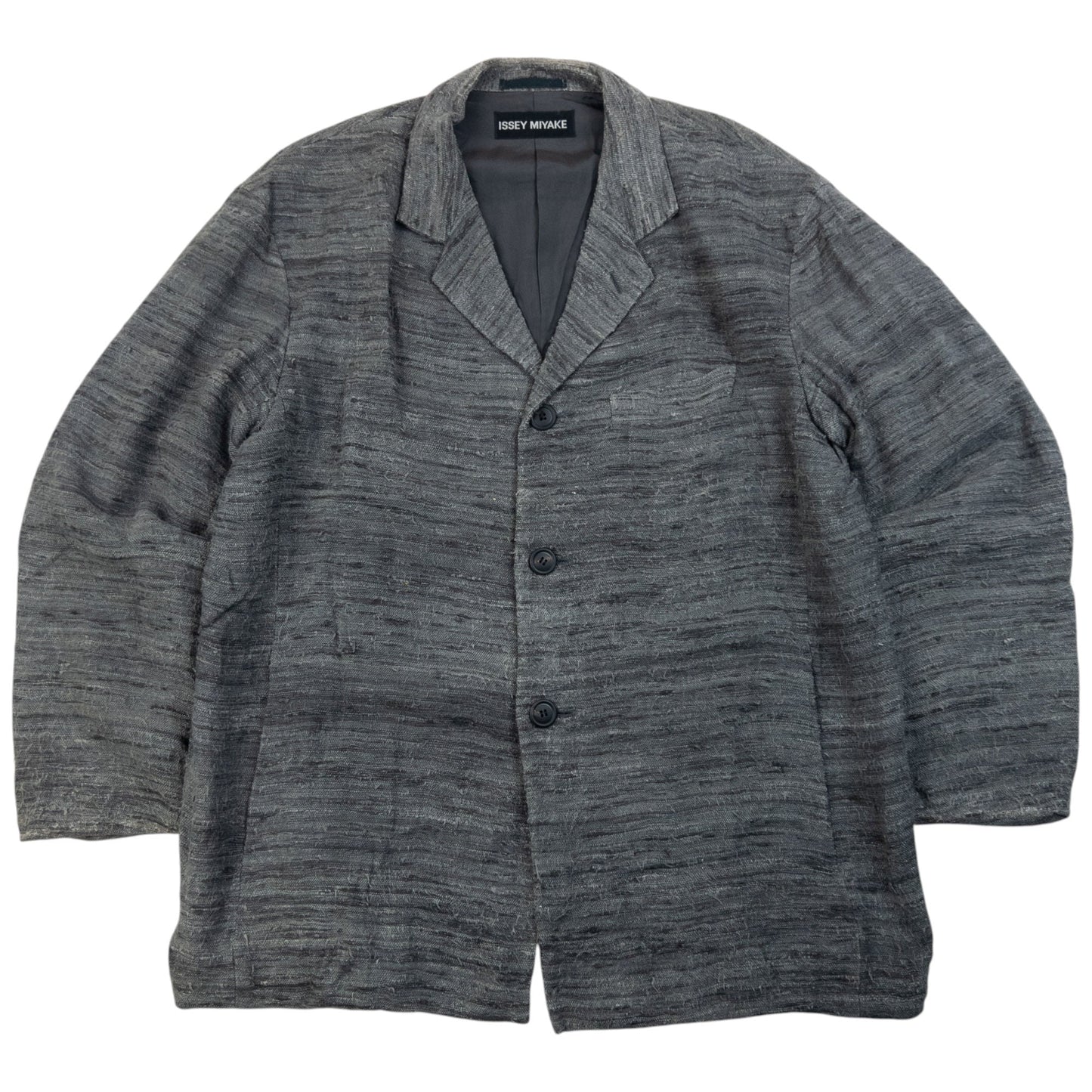 Vintage 2000s Issey Miyake Woven Blazer Jacket Size L | Large, Grey