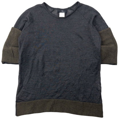 Vintage 90s Yohji Yamamoto Lightweight Roll Sleeve Jumper Size S | Small, Grey