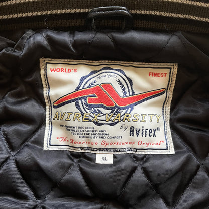 Avirex 'North West Wild Bears' Leather Varsity Jacket - XL