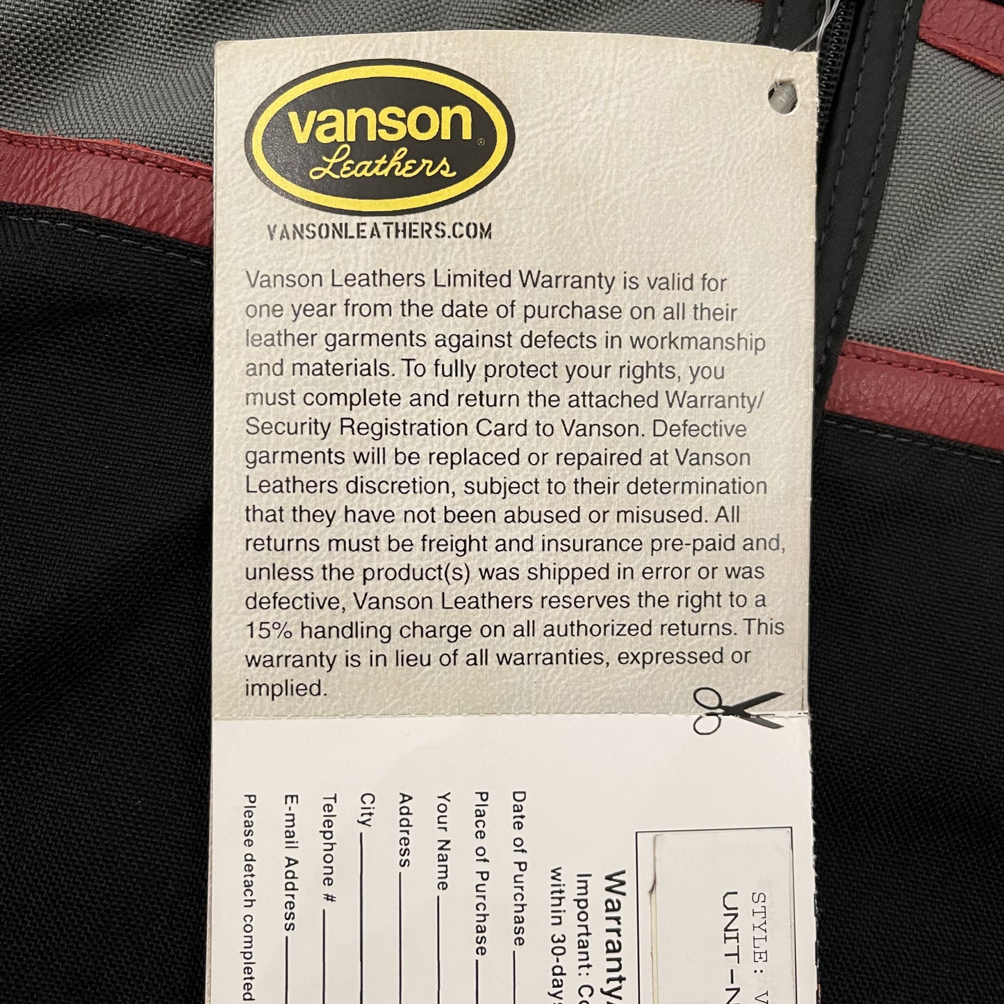 Vanson Leathers Racing Track Jacket - M