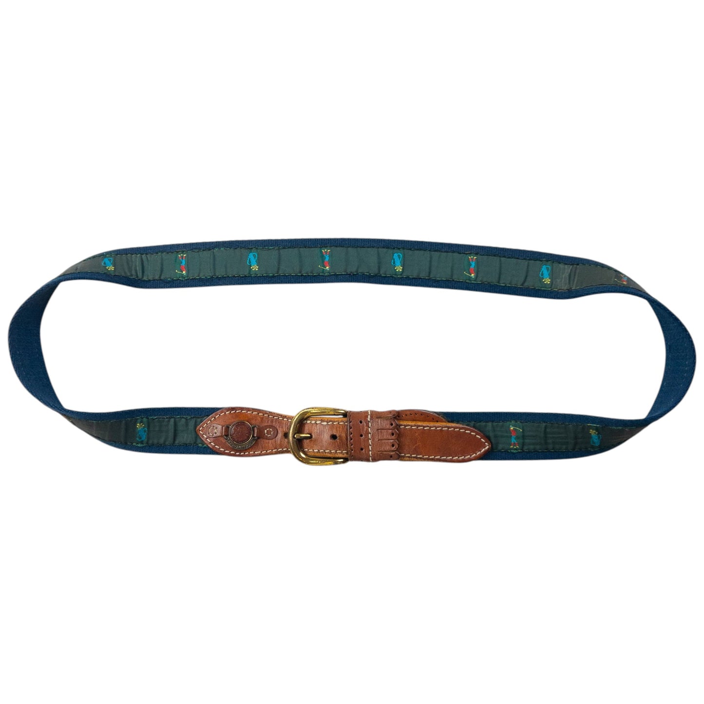 Vintage 80s Burberry Golf Print Belt Size L | O/S, Gold