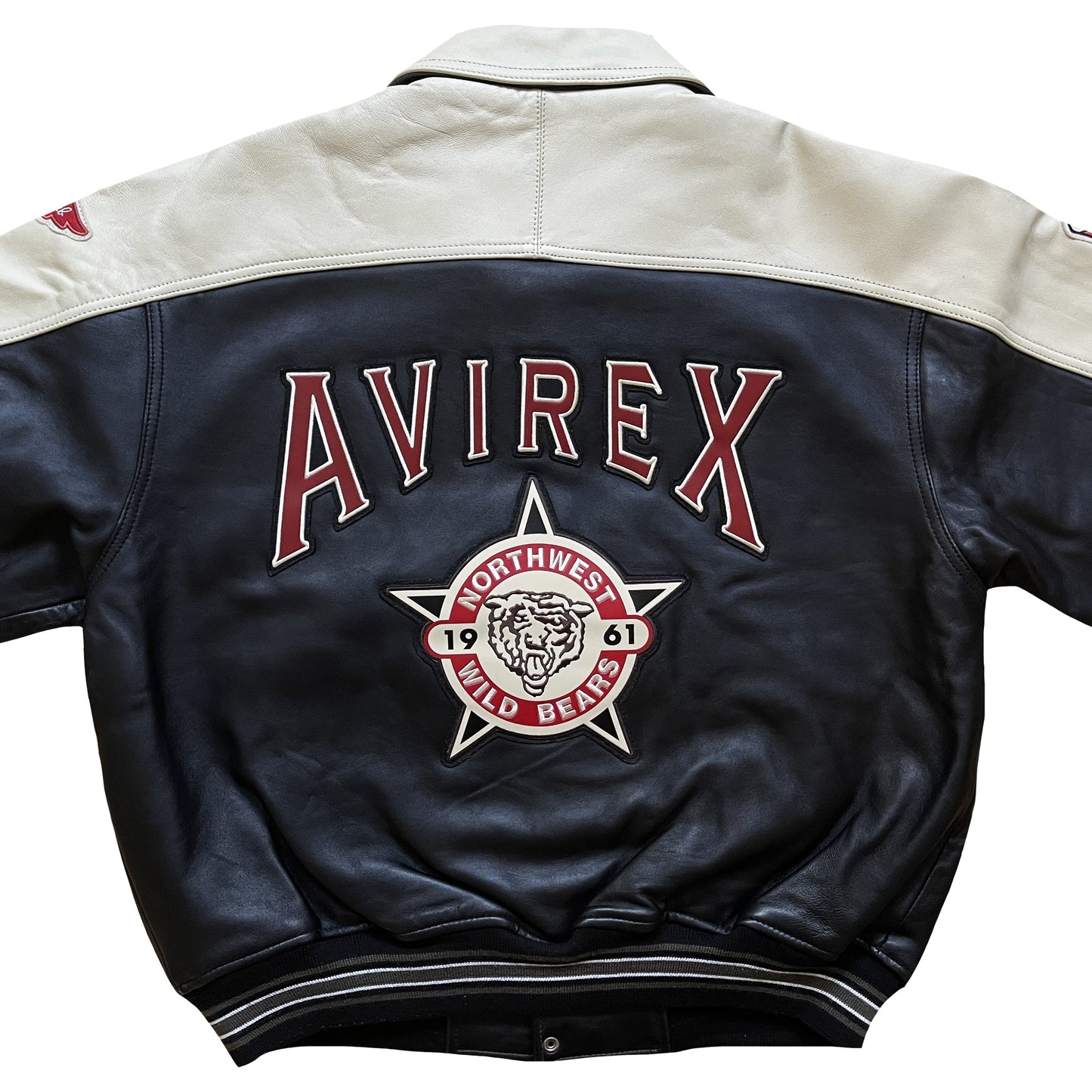Avirex 'North West Wild Bears' Leather Varsity Jacket - XL
