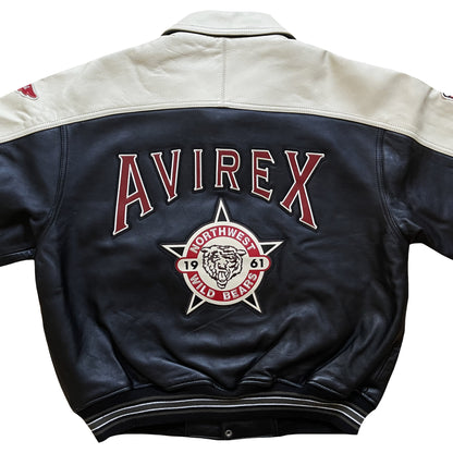 Avirex 'North West Wild Bears' Leather Varsity Jacket - XL