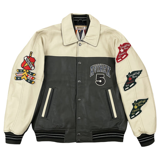 Avirex Wild Bears Leather Varsity Jacket - L | Large, Green
