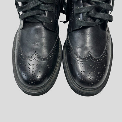 Prada Brogue Detailed Leather Combat Boots - UK7.5/8