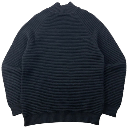 Vintage 2000s Armani Jeans Asymmetric Q Zip Ribbed Knit Jumper Size L | Large, Black