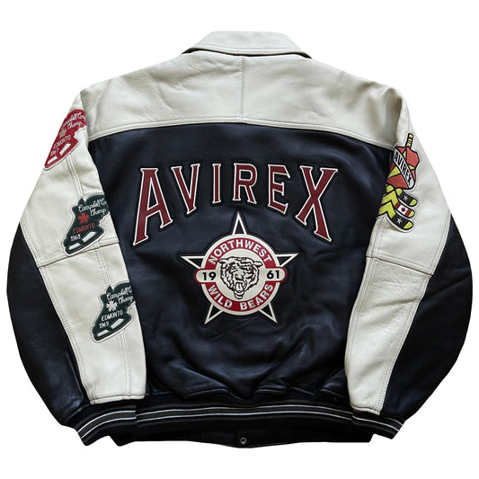 Avirex 'North West Wild Bears' Leather Varsity Jacket - XL