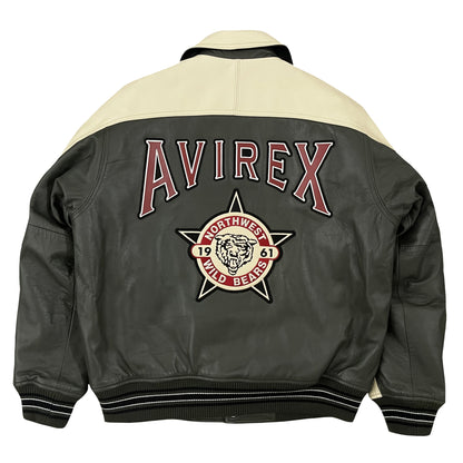 Avirex Wildbears Leather Varsity Jacket - M | Medium, Green