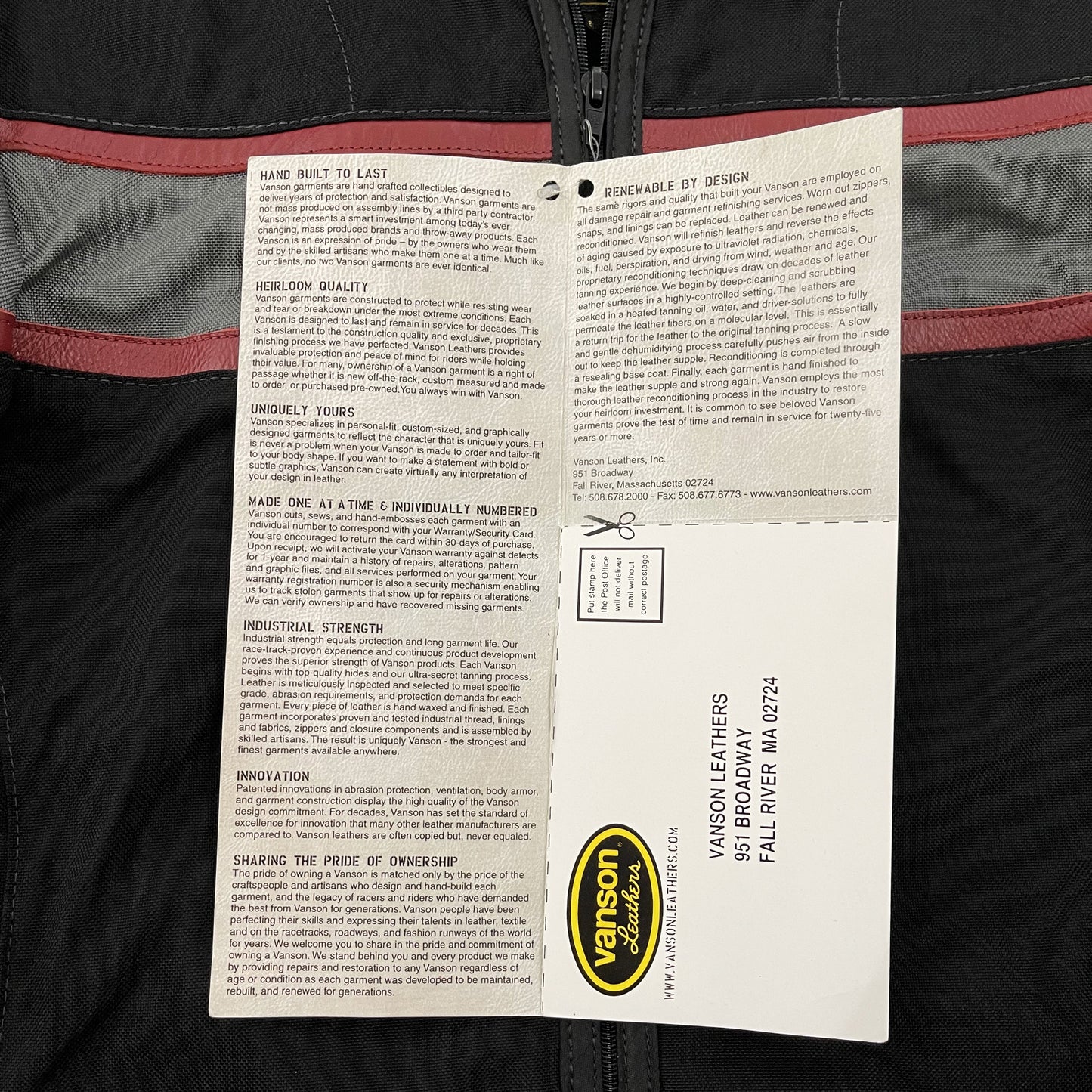 Vanson Leathers Racing Track Jacket - M