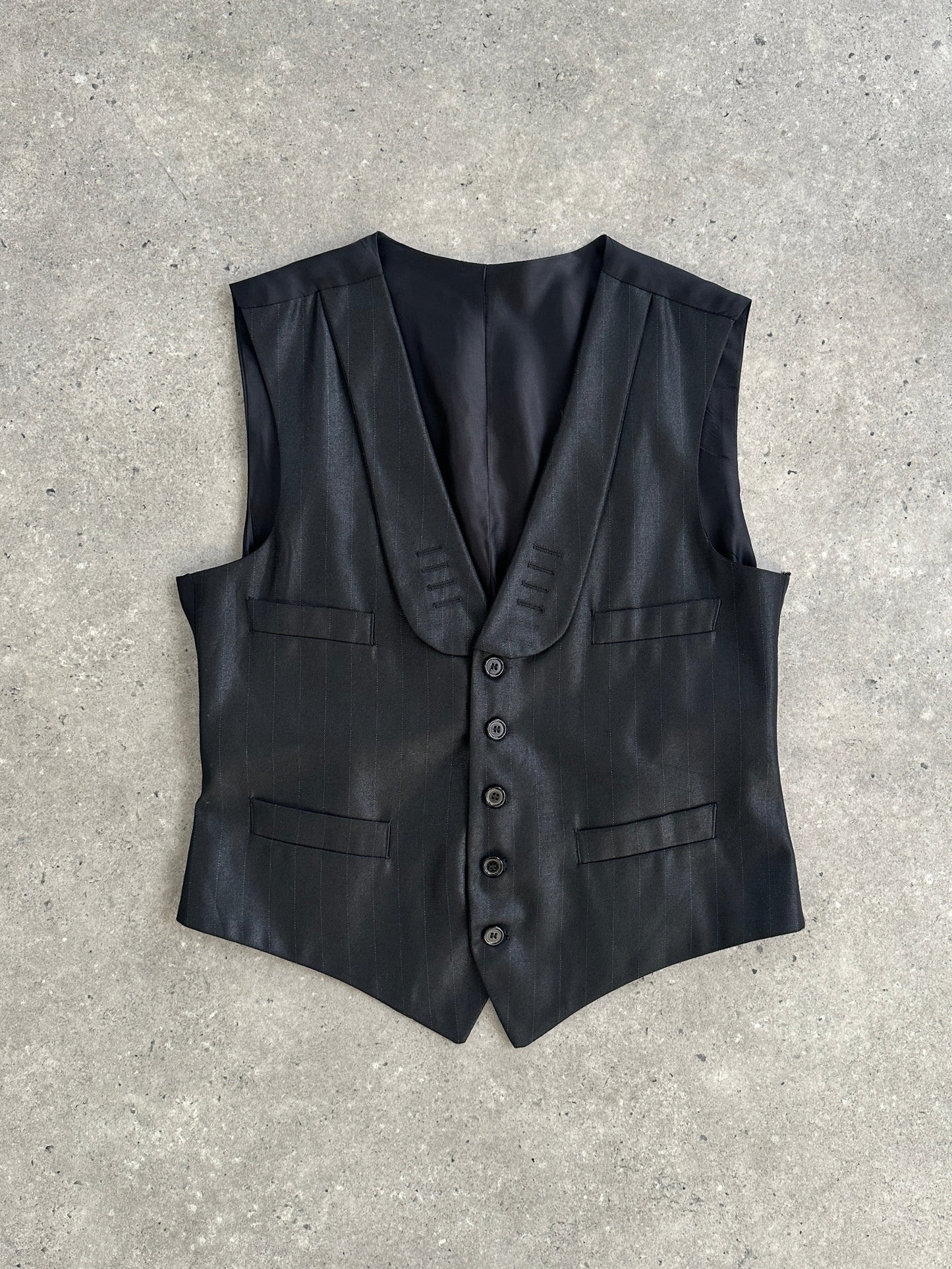 Vintage Tuxedo Stripe Tailored Waistcoat - 36R/M