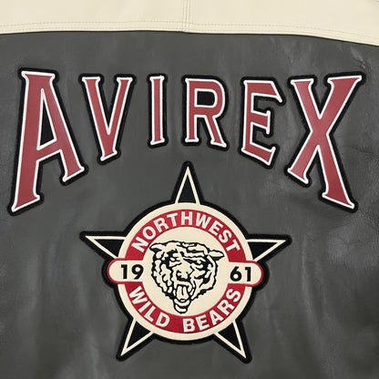 Avirex Wildbears Leather Varsity Jacket - M | Medium, Green