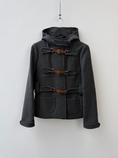 Prada 100% Virgin Wool Duffle Jacket | O/S, Charcoal