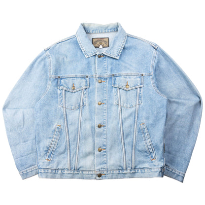 Vintage 90s Armani Jeans Button Up Denim Jacket Size L | Large, Blue