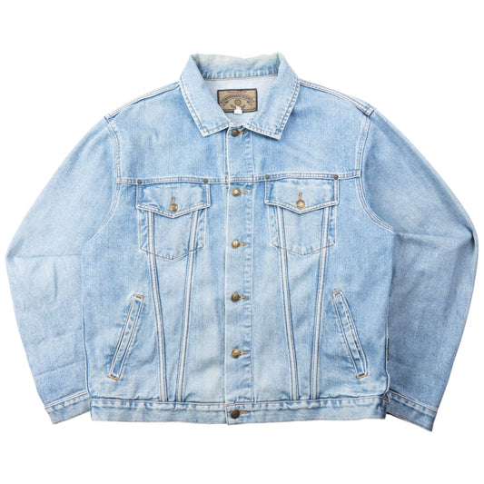 Vintage 90s Armani Jeans Button Up Denim Jacket Size L | Large, Blue