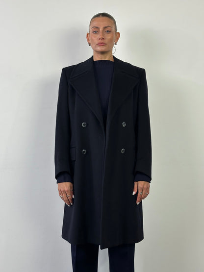 Vintage Pure Wool Large Lapel Double Breasted Coat - M