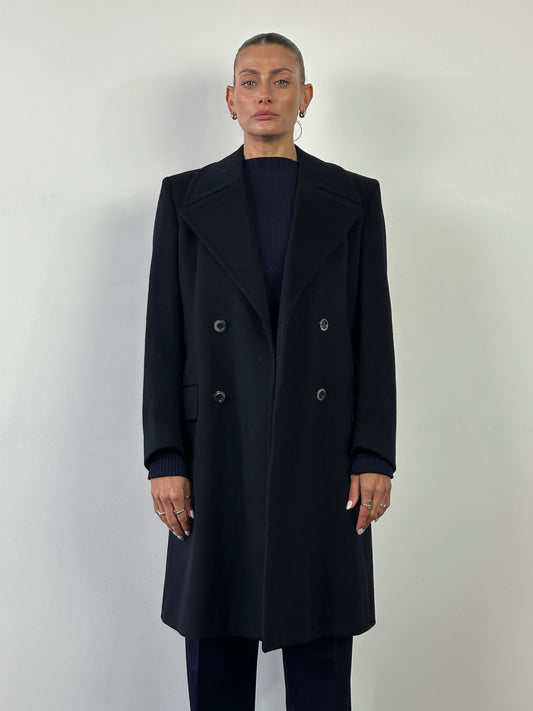 Vintage Pure Wool Large Lapel Double Breasted Coat - M