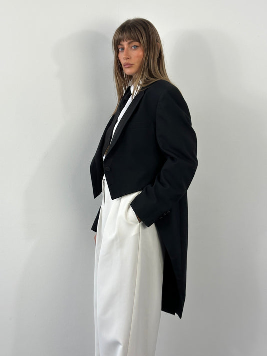Christian Dior Grand Luxe 1980s Tuxedo Wool Satin Tailcoat - 39R/L