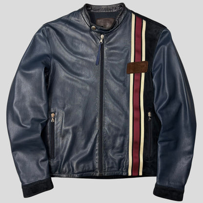 Prada Milano SS00 Runway Leather Racer Moto Jacket - S | Default Title, Multicoloured