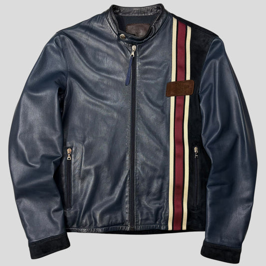 Prada Milano SS00 Runway Leather Racer Moto Jacket - S | Default Title, Multicoloured