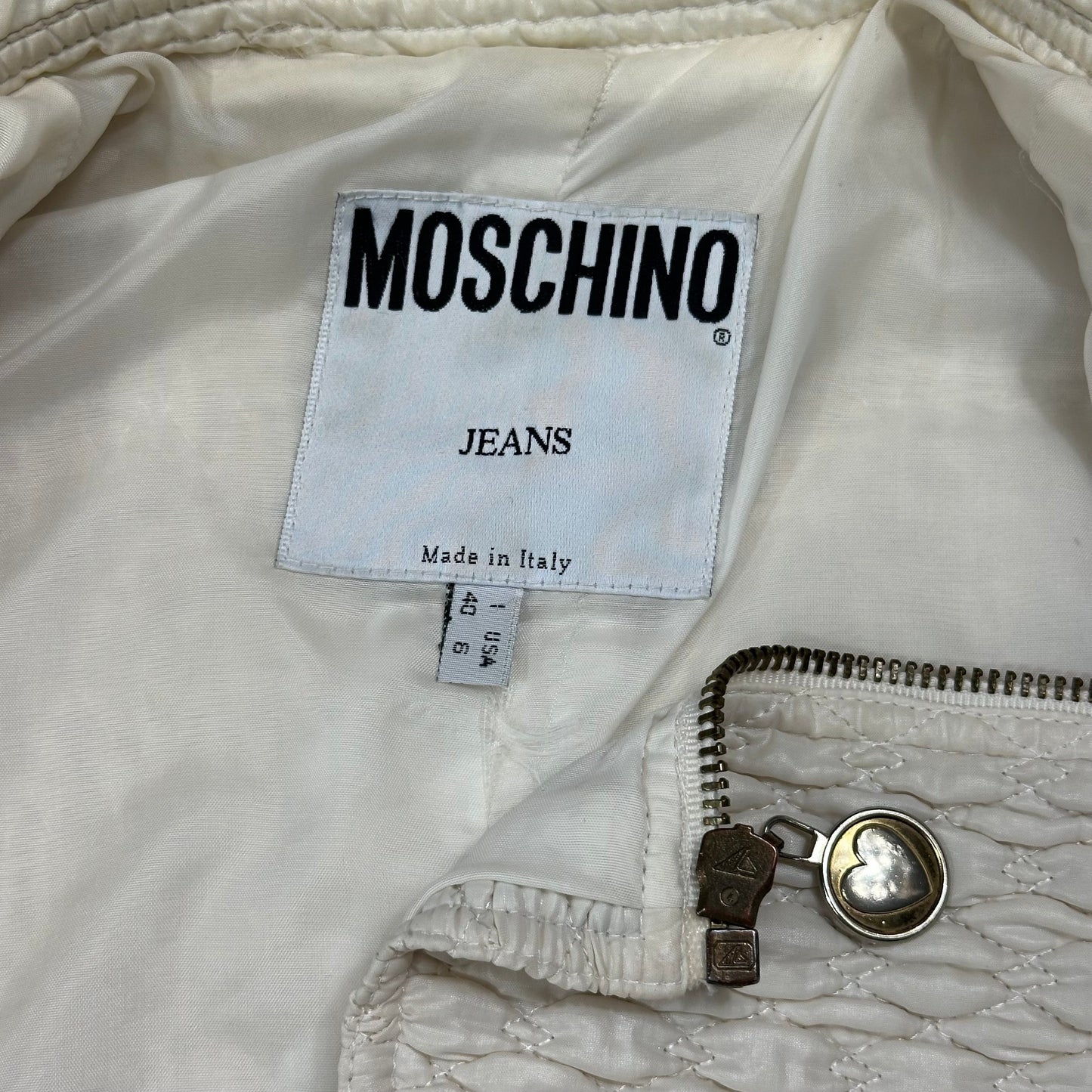 Moschino Jeans 90’s Textured Cropped Love Heart Zip Jacket - IT40 | Default Title, Multicoloured