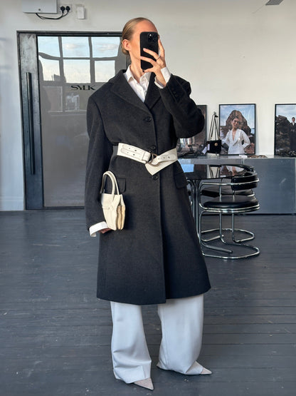 Italian Vintage 1990s Wool Cashmere Coat - XL