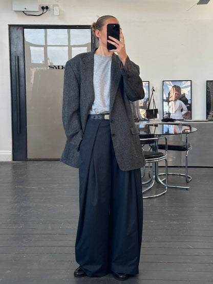 Burberry 1990s Pure Wool Herringbone Single Breasted Blazer - 46R/XXL