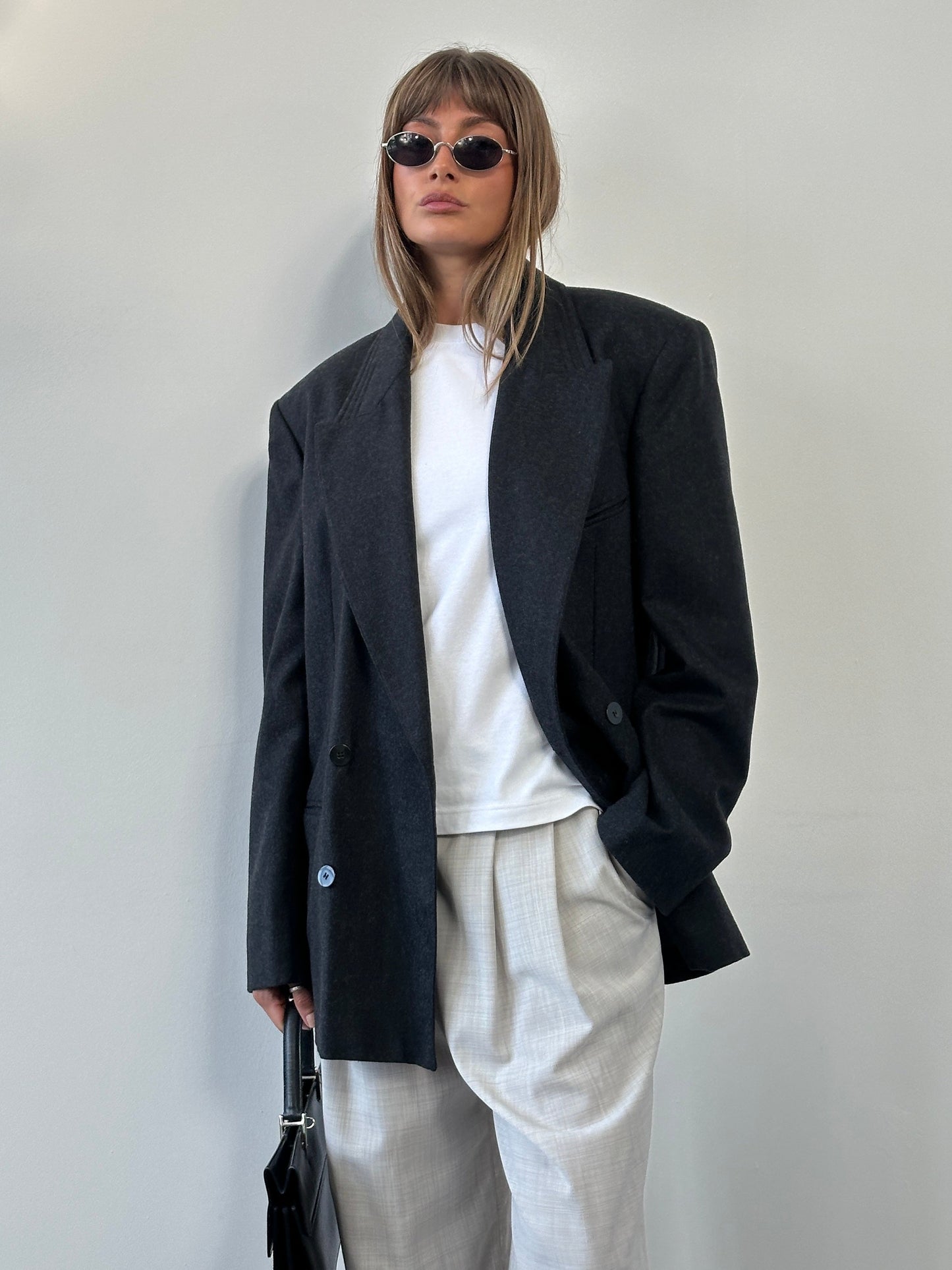 Italian Vintage Pure Wool Double Breasted Blazer - 40R/XL