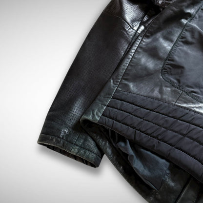 Hugo Boss Orange Nylon & Leather Panel Biker Jacket (2000s)