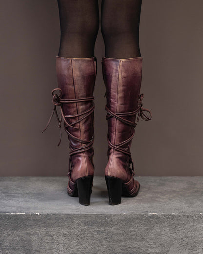 YVES SAINT LAURENT F/W 2002 RUNWAY BOOTS (EU 36) | DEFAULT TITLE, Burgundy