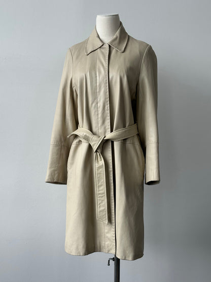 Vintage 1990s Leather Belted Trench Coat - S