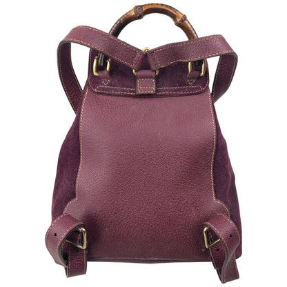 Vintage 80s Gucci Bamboo Suede Bucket Backpack | O/S, Brown