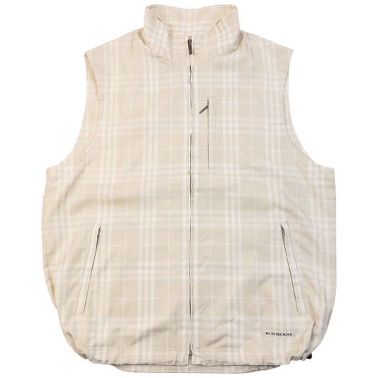 Vintage 2000s Burberry Golf Nova Check Lightweight Gilet Size L | Large, Cream