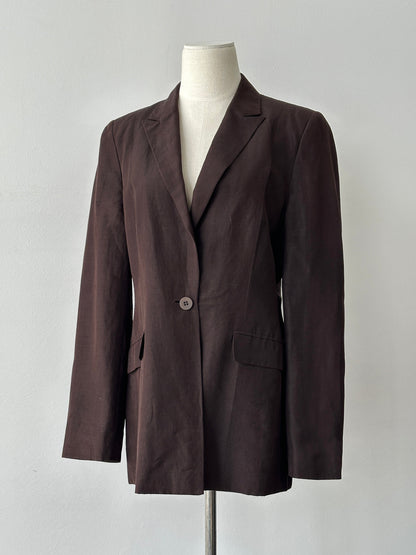 Vintage 1990s Silk Linen Single Breasted Jacket - M-L