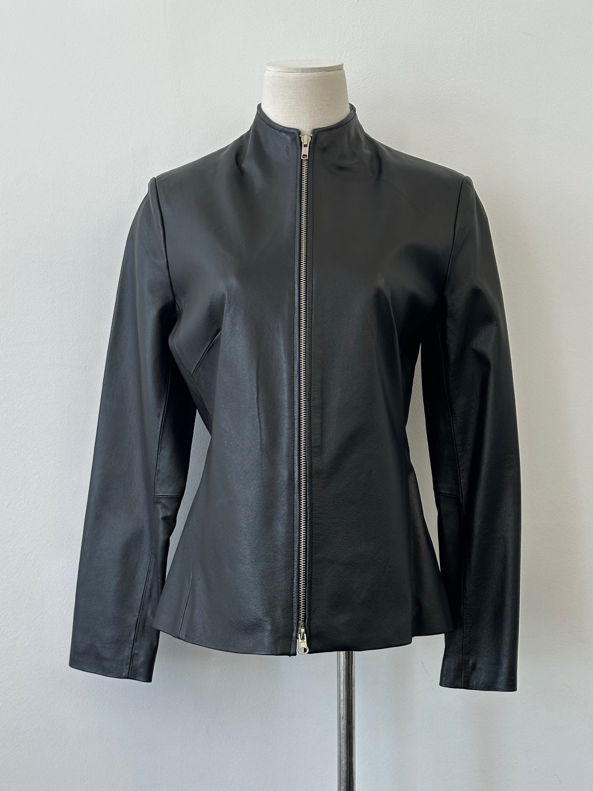 Vintage 1990s Double Zip Leather Jacket - S