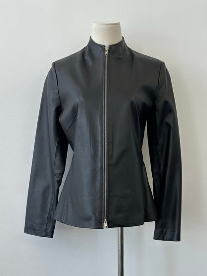 Vintage 1990s Double Zip Leather Jacket - S