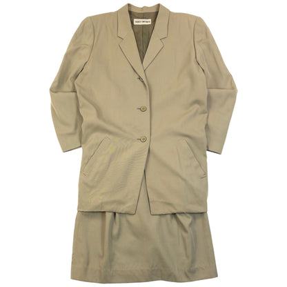 Vintage 90s Issey Miyake Jacket & Skirt Suit Set Womens Size S | Small, Beige