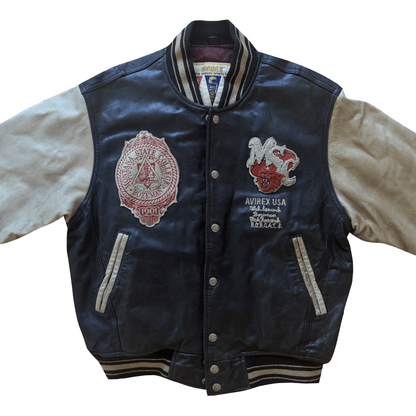 Avirex Bobcats Leather Varsity Jacket - S | Small, Tan