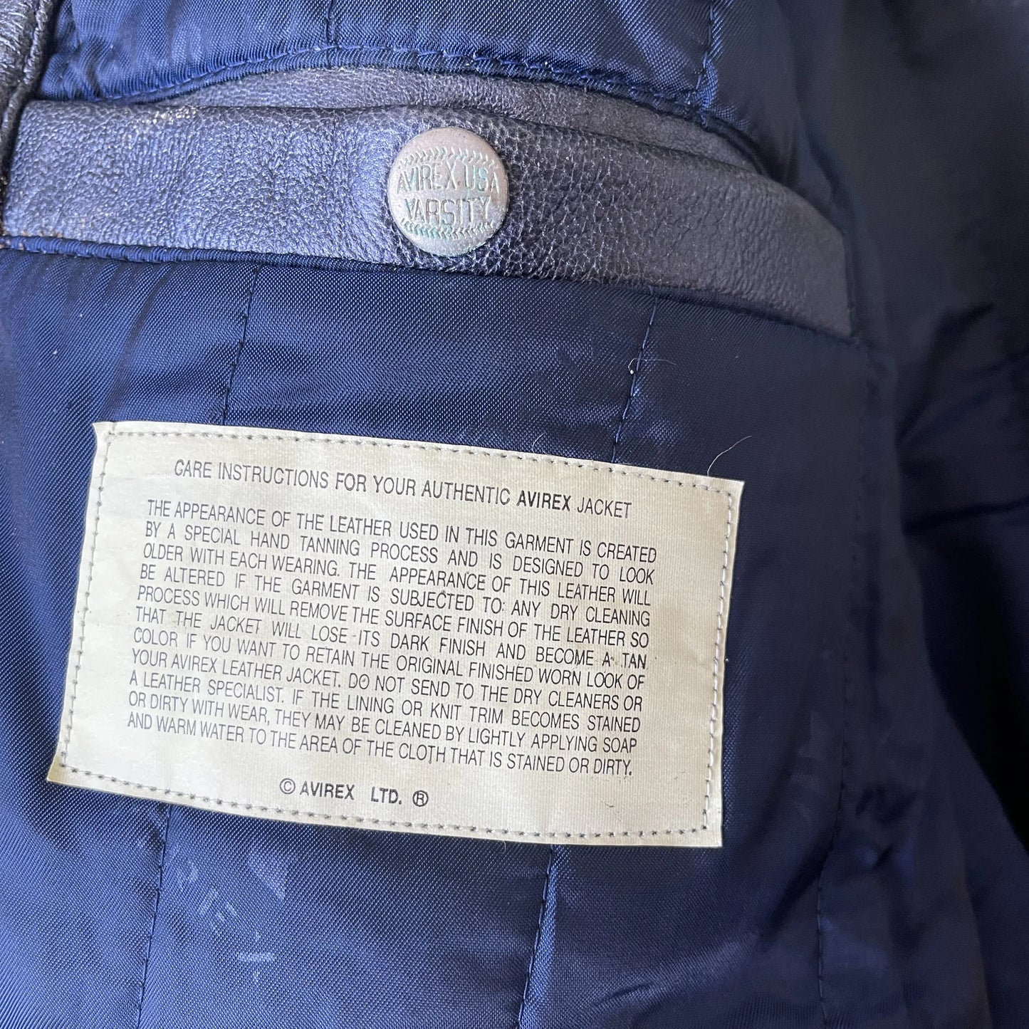 Avirex Spell Out Leather Varsity Jacket - L