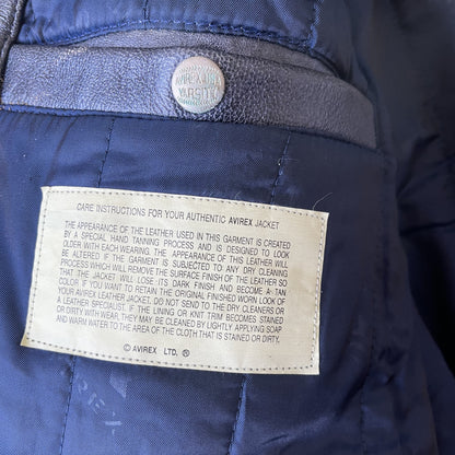 Avirex Spell Out Leather Varsity Jacket - L