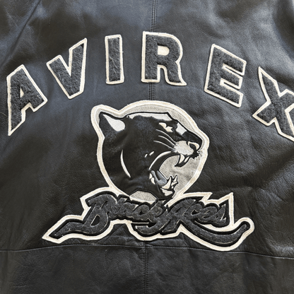 Avirex 'Black Aces' Leather Varsity Jacket - XL | XL, Black