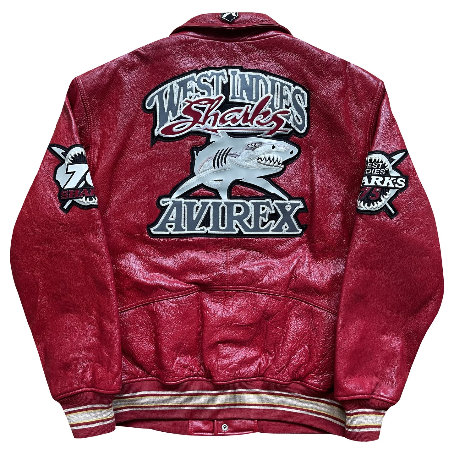Avirex 'West Indies Sharks' Leather Varsity Jacket - XL