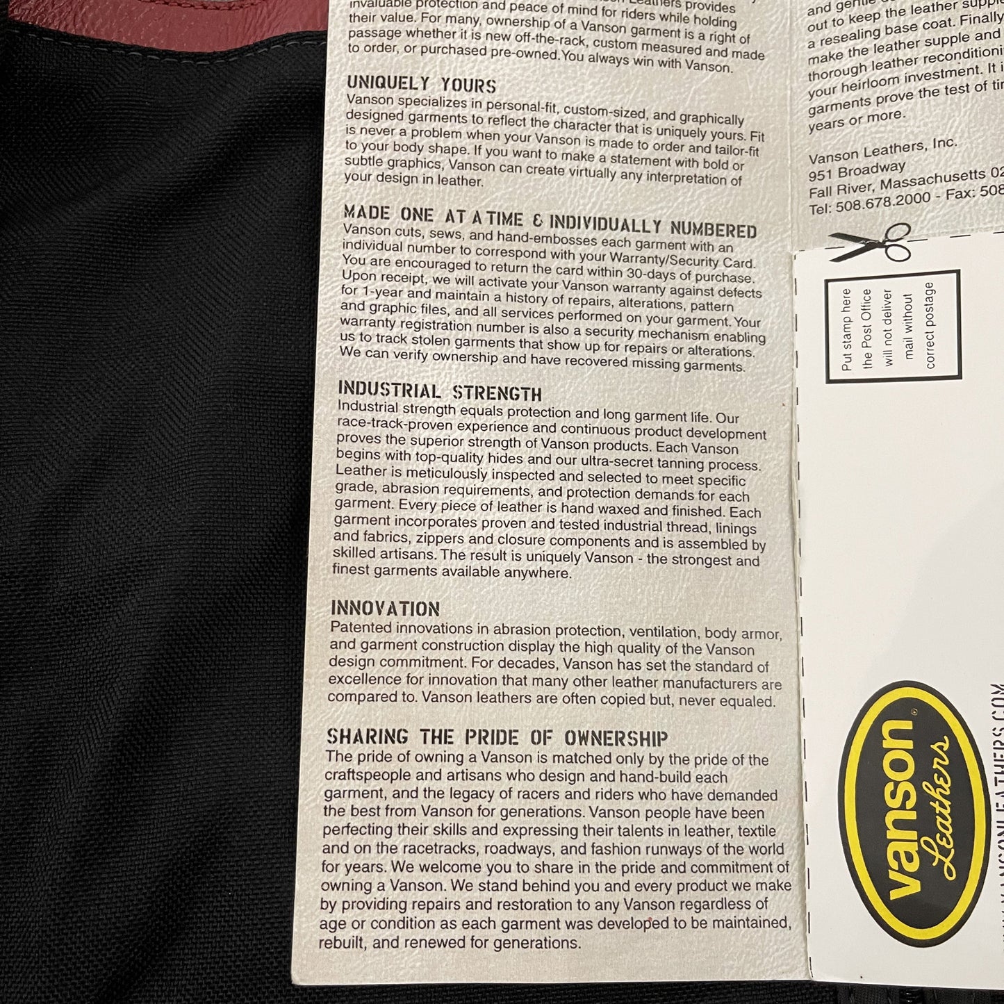 Vanson Leathers Racing Track Jacket - M