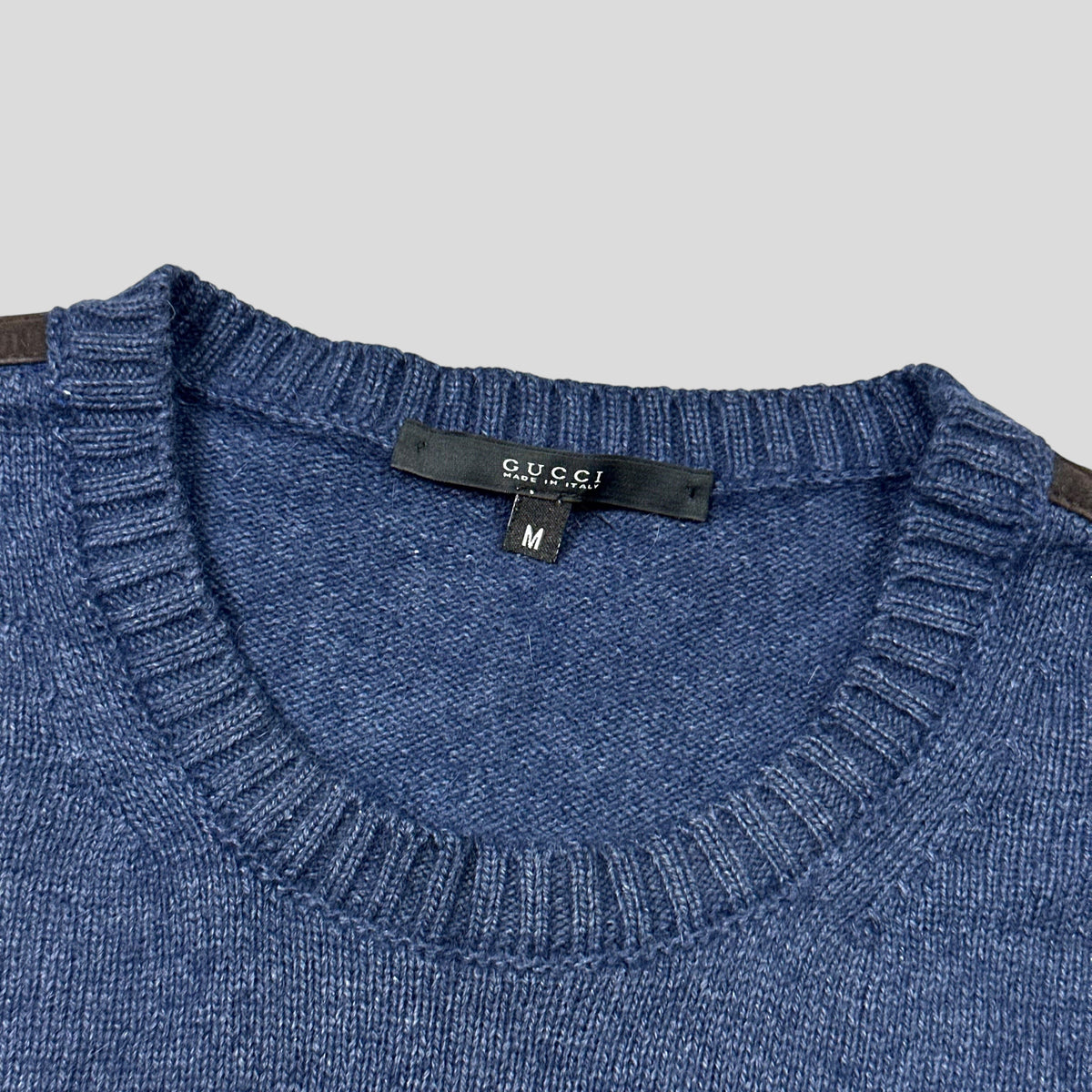 Gucci Mélange Alpaca & Angora Silk Lightweight Logo Knit Jumper - S | Medium, Blue