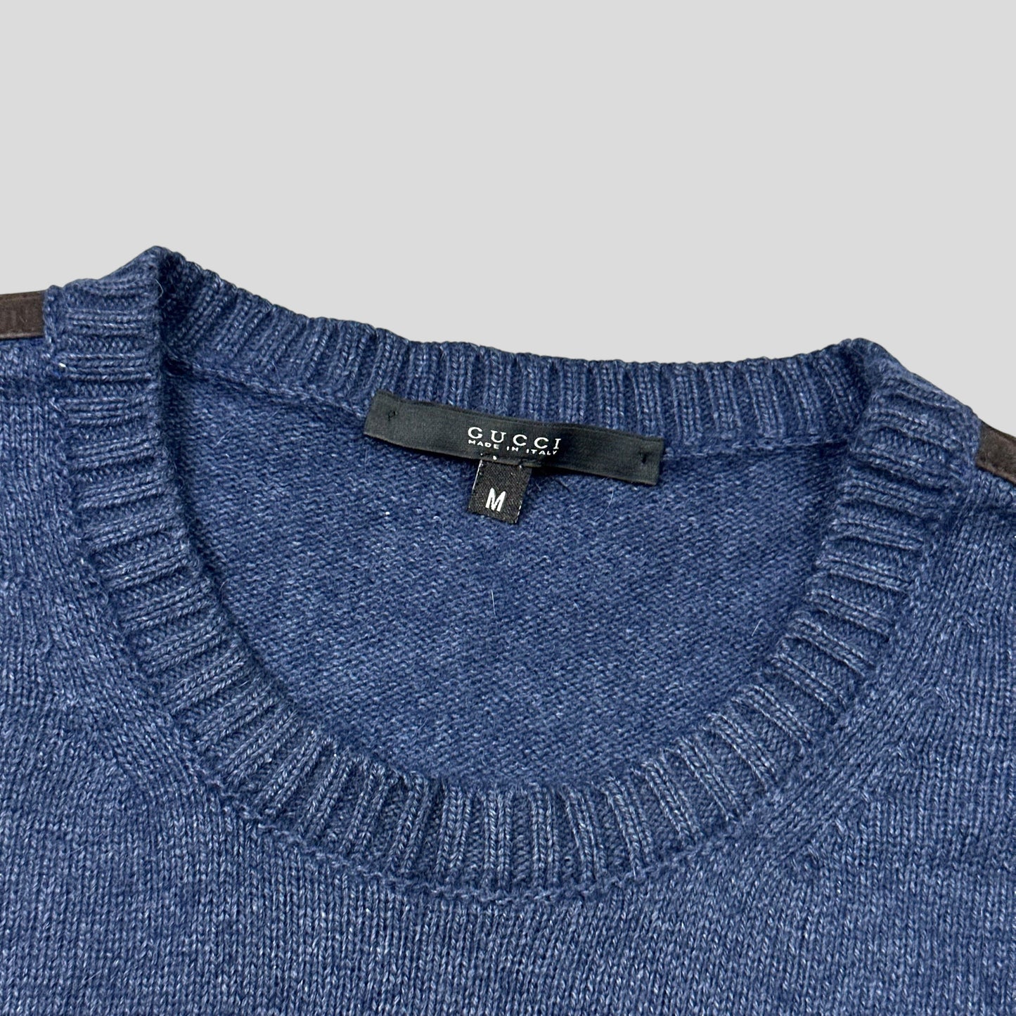 Gucci Mélange Alpaca & Angora Silk Lightweight Logo Knit Jumper - S | Default Title, Blue