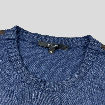 Gucci Mélange Alpaca & Angora Silk Lightweight Logo Knit Jumper - S | Default Title, Blue