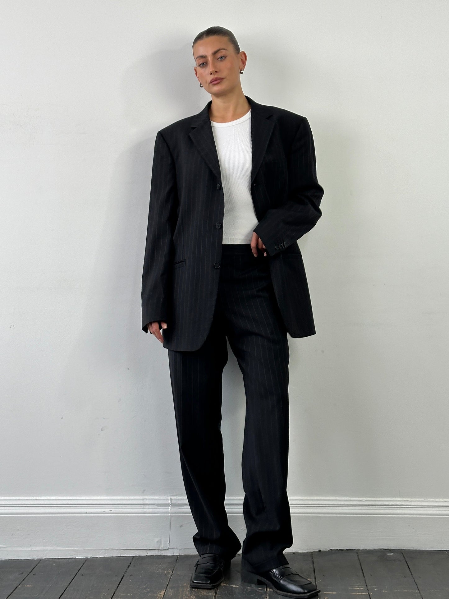 Versace Classic Stripe Pure Wool Single Breasted Suit 44R/W32