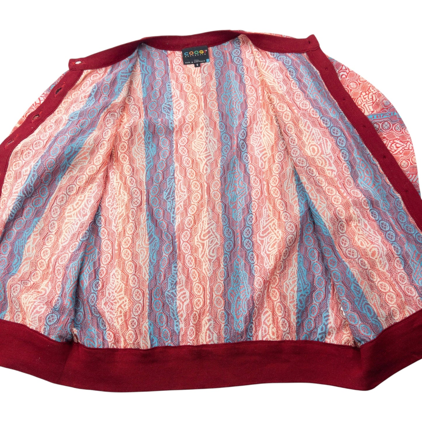 Vintage Coogi Mix Pattern Cardigan Size S | Small, Red, Blue, Multicolour